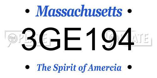 3GE194 Massachusetts License Plate