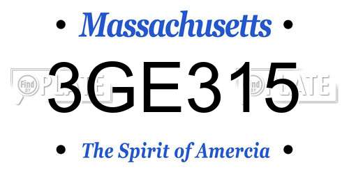 3GE315 Massachusetts License Plate