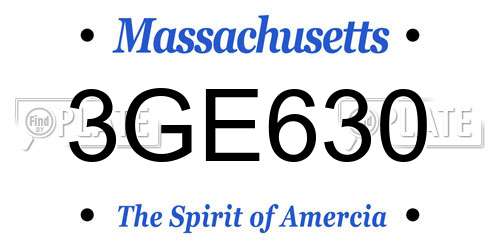 3GE630 Massachusetts License Plate