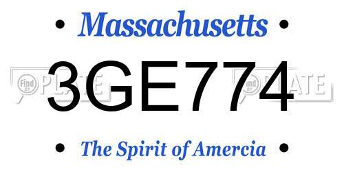 3GE774 Massachusetts License Plate