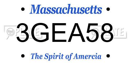 3GEA58 Massachusetts License Plate