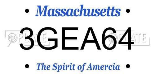 3GEA64 Massachusetts License Plate