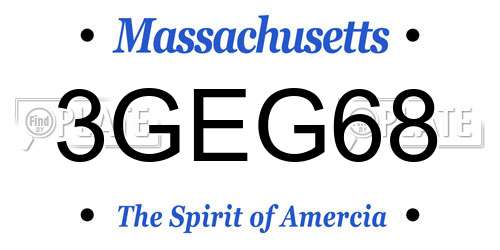 3GEG68 Massachusetts License Plate