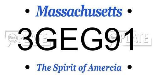 3GEG91 Massachusetts License Plate