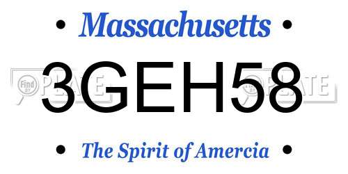 3GEH58 Massachusetts License Plate