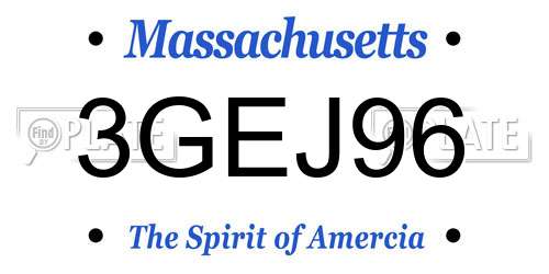 3GEJ96 Massachusetts License Plate