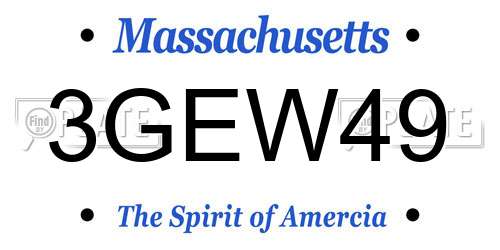 3GEW49 Massachusetts License Plate