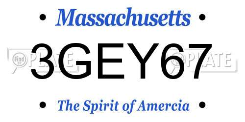 3GEY67 Massachusetts License Plate