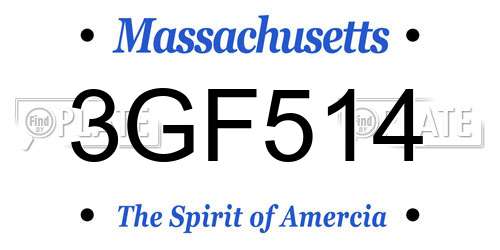 3GF514 Massachusetts License Plate
