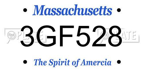 3GF528 Massachusetts License Plate