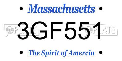 3GF551 Massachusetts License Plate