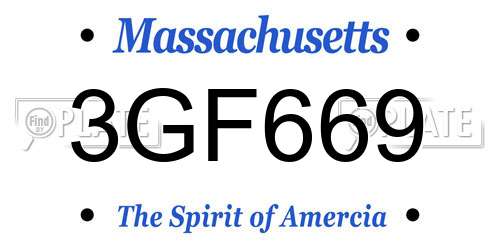 3GF669 Massachusetts License Plate
