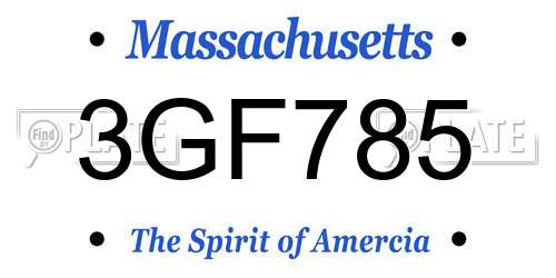 3GF785 Massachusetts License Plate