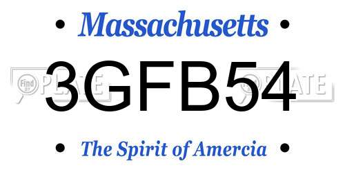 3GFB54 Massachusetts License Plate