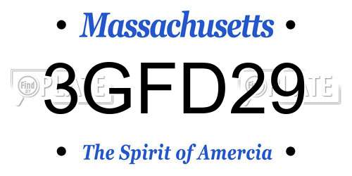 3GFD29 Massachusetts License Plate