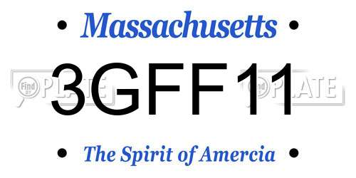 3GFF11 Massachusetts License Plate