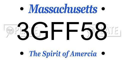 3GFF58 Massachusetts License Plate