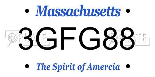 3GFG88 Massachusetts License Plate