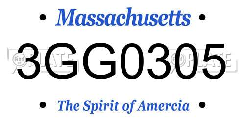 3GG0305 Massachusetts License Plate