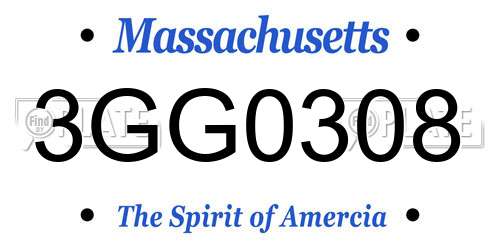 3GG0308 Massachusetts License Plate