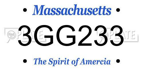 3GG233 Massachusetts License Plate