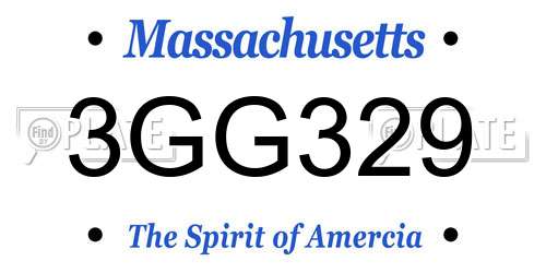 3GG329 Massachusetts License Plate