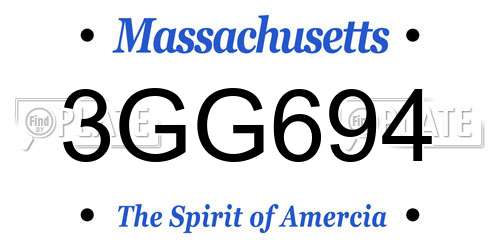 3GG694 Massachusetts License Plate