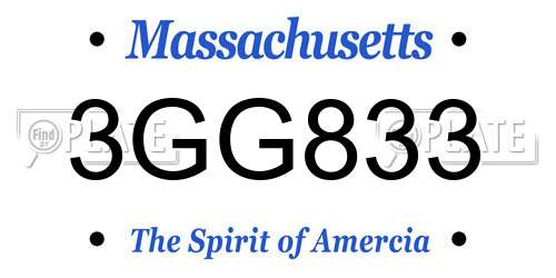 3GG833 Massachusetts License Plate