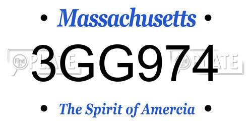 3GG974 Massachusetts License Plate