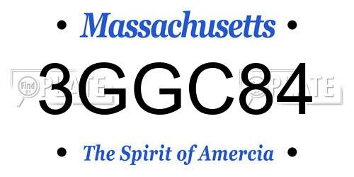 3GGC84 Massachusetts License Plate