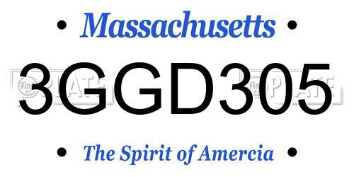 3GGD305 Massachusetts License Plate
