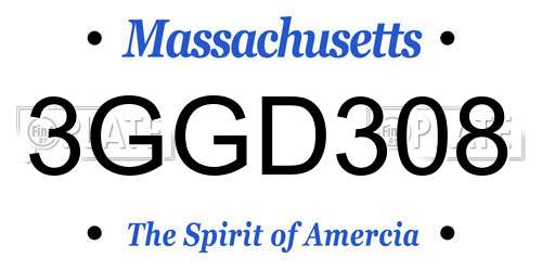3GGD308 Massachusetts License Plate