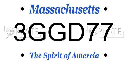 3GGD77 Massachusetts License Plate