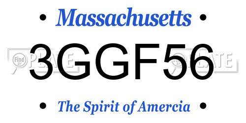3GGF56 Massachusetts License Plate