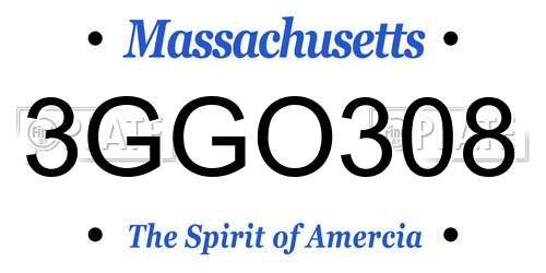 3GGO308 Massachusetts License Plate