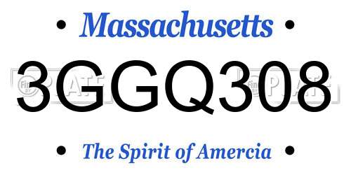 3GGQ308 Massachusetts License Plate