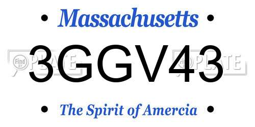 3GGV43 Massachusetts License Plate