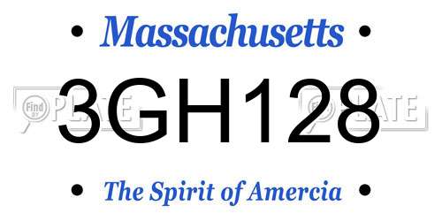 3GH128 Massachusetts License Plate