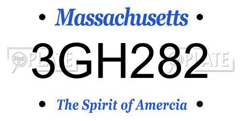 3GH282 Massachusetts License Plate
