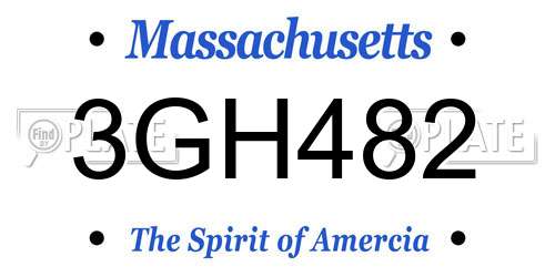 3GH482 Massachusetts License Plate