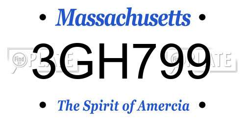 3GH799 Massachusetts License Plate