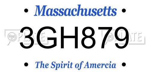 3GH879 Massachusetts License Plate
