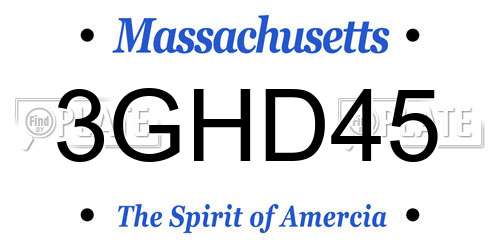 3GHD45 Massachusetts License Plate