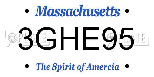 3GHE95 Massachusetts License Plate