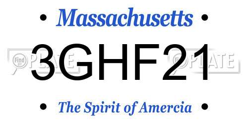 3GHF21 Massachusetts License Plate