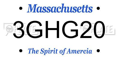 3GHG20 Massachusetts License Plate