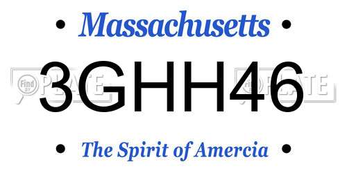 3GHH46 Massachusetts License Plate