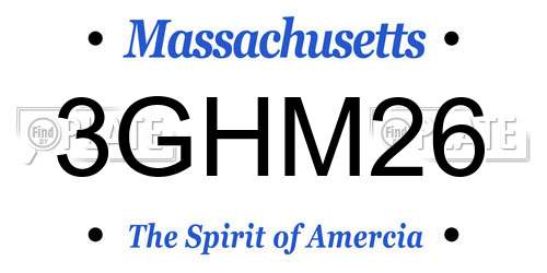 3GHM26 Massachusetts License Plate