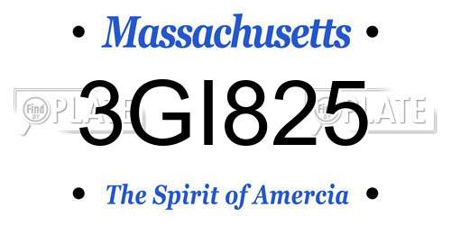 3GI825 Massachusetts License Plate