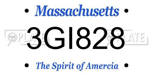 3GI828 Massachusetts License Plate